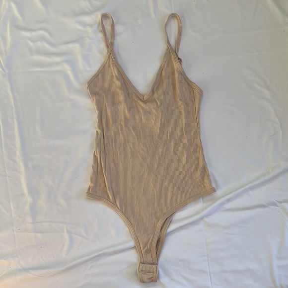 Olivaceous V Neck Tank Style Bodysuit in Tan - Picture 8 of 9
